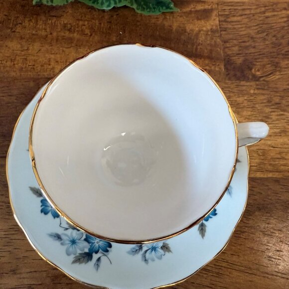 Colclough Blue Floral Bone China Teacup Saucer Gold Trim England Ridgway Pottery - Picture 4 of 7